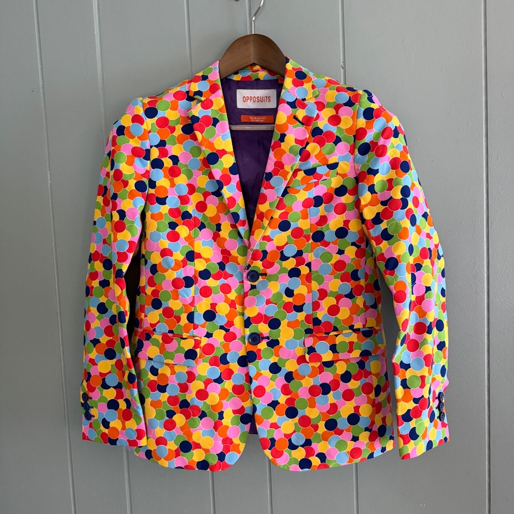 OppoSuits Boys Rainbow Polka Dot Blazer Jacket Multi Color Size 14Y EU 158/164